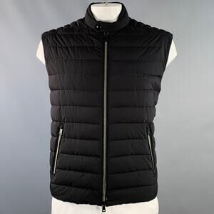 RALPH LAUREN Size XL Black Quilted Polyester Zip Pockets Vest